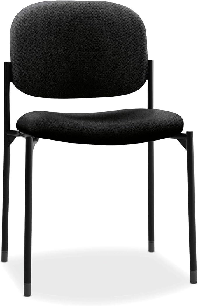 HON Scatter Fabric Guest Office Chair, Armless Stackable Seating for Waiting Rooms, Lobbies, Conference Areas, and Offices, Side Chair for Reception and Training Spaces, Black