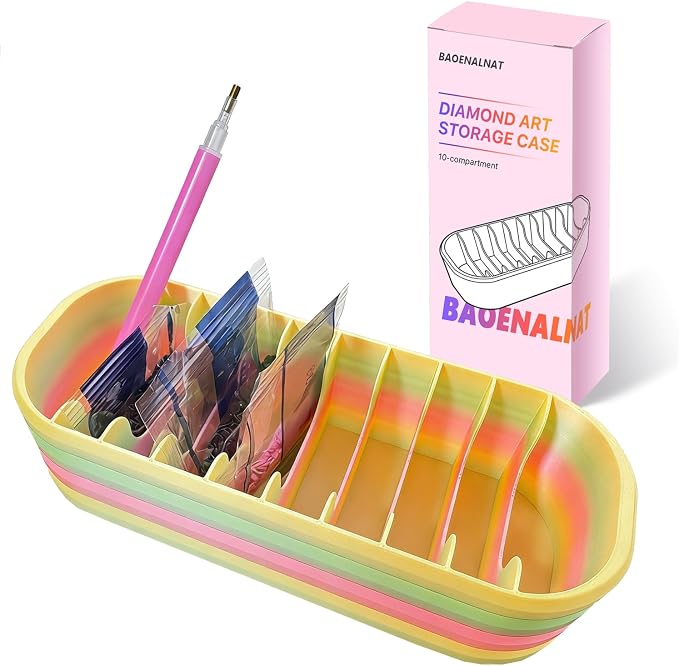 10-Compartment Diamond Art Storage Case: Organizer for Diamond Painting Tools & Accessories – Easy-to-Use, Space-Saving, Spill-Proof. Ideal Craft Enthusiast Gift (Color-2)