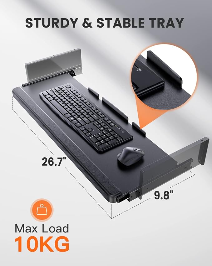 ErGear Electric Standing Desk with Full Size Keyboard Tray, Adjustable Height Sit Stand Up Desk, Home Office Desk Computer Workstation, 48x24 Inches, Black