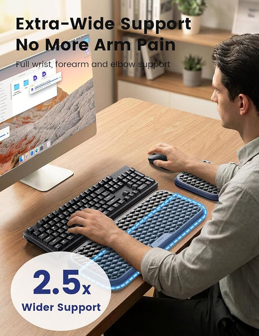 Vaydeer Extra Large Wide Wrist Rest Set for Keyboard and Mouse, Computer Ergonomic Wrist Support, Arm Elbow Pad Mouse Rest, Typing Pain Relief Soft Memory Foam Desk Cushion for Office Work Gaming