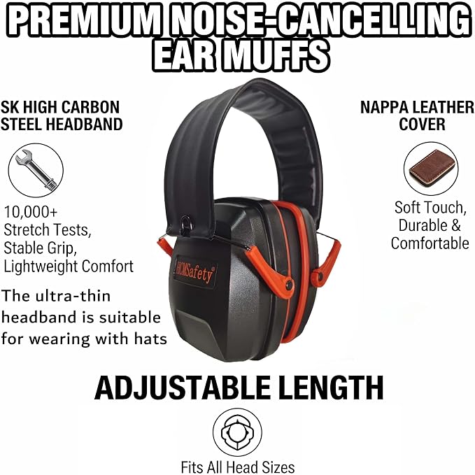 Ear Muffs For Noise Reduction Cancelling SNR 33dB Hearing Protection Headphones Earmuffs Shooting Gun Range Mowing Ultimate Comfort Design High Blocking