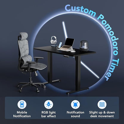 HUANUO One-Piece AI-Powered Electric Standing Desk, Smart APP, Work with Alexa & Google, Adjustable Height, 3 Memory Settings, Sedentary Reminder, Ergonomic Sit-Stand Desk, 32-inch, Black