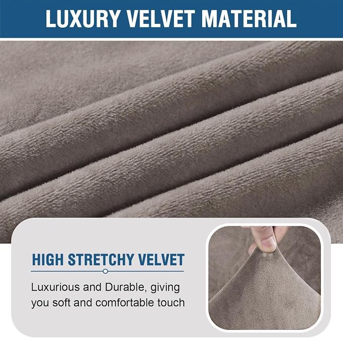 H.VERSAILTEX Armless Accent Chair Covers Thick Velvet Armless Chair Slipcovers High Stretch Chair Covers for Living Room Hotel Machine Washable Furniture Protector with Elastic Bottom(Small, Taupe)