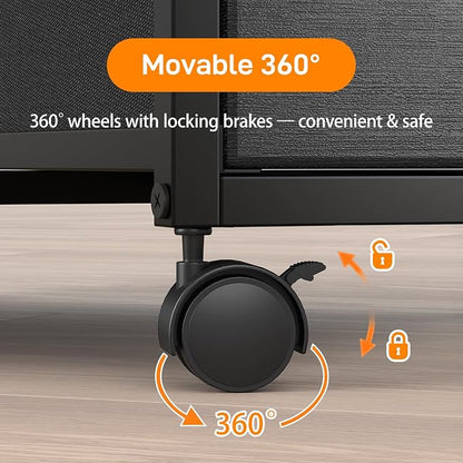 VINGLI 3 Drawer File Cabinet with Wheels Under Desk Printer Stand, Rolling File Cabinet with Shelves Adjustable, Mobile Lateral Filing Cabinet for Home Office, Fits Letter Size, Black