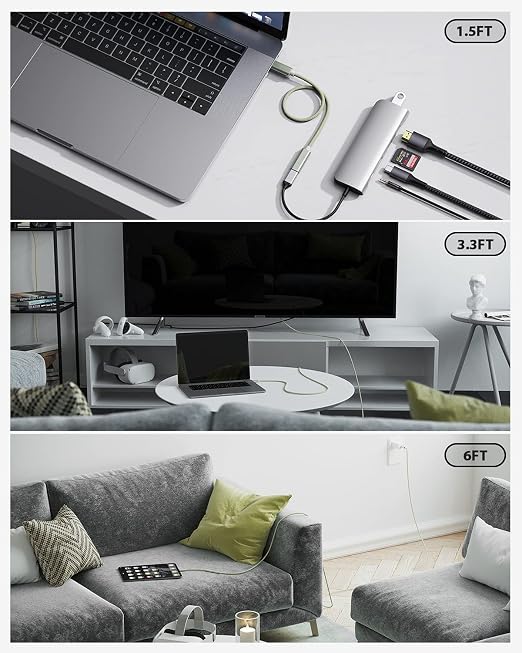 USB Type C Extension Cable (6FT/1.8M), USB 3.2 (10gbps) Type C Male to Female Extension Charging & Sync for PSVR2, MacBook Pro/iPad mini, MacBook Air M4/ M3, iPad Pro Dell XPS Surface Book Green