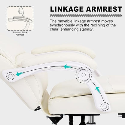 Misolant Big and Tall Office Chair with Footrest, High Back Desk Chair with Linkage Armrest, 90-155° Recline Executive Computer Chairs with Adjustable Height for Home
