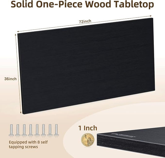 Universal Solid One-Piece Wood Table Top, 72"x36"x1" Workbench Top - Rectangular Particle Board for Standing Desk, Home Office Desk Countertop DlY, Washer Dryer, Coffee, Bar Tabletop