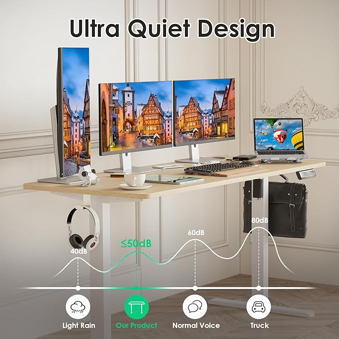 STARY Electric Standing Desk Adjustable Height Sit Stand Home Office Desk with Splice Board