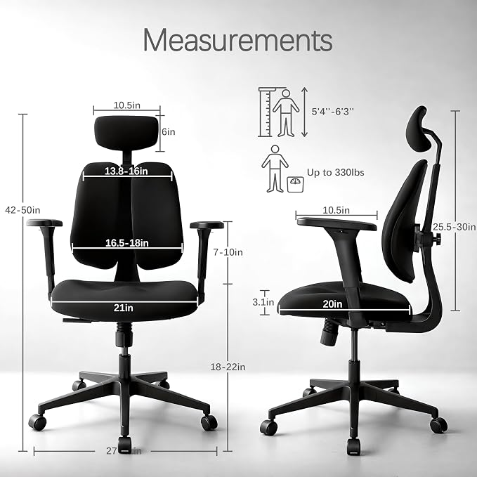 Ergonomic Office Chair, Dynamic Split Back Lumbar Support, Thick High-Density Molded Foam Seat, 4D Adjustable Armrests, Swivel High Back Computer Desk Chair for Home Office, Flex S3