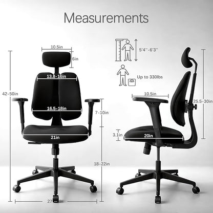 Ergonomic Office Chair, Dynamic Split Back Lumbar Support, Thick High-Density Molded Foam Seat, 4D Adjustable Armrests, Swivel High Back Computer Desk Chair for Home Office, Flex S3