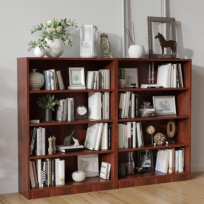 Farini 48 Inch Tall Bookcase,4 Shelf Bookshelves,Adjustable Bookshelf for Home Office,Cherry