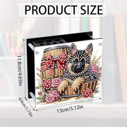DIY Diamond Painting Kit，Little Black Dog Special Shape diamond painting pen holder, Acrylic Daily Office Desktop Decoration Storage Item