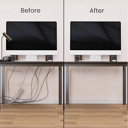 EVEO Cable Management Under Desk Kit (12 Units)- Under Desk Cable Management Cord Cover, Cable Hider Cord Management Under Desk Cable Organizer Cord Organizer Tray - 96''J Channel 12X16 - White
