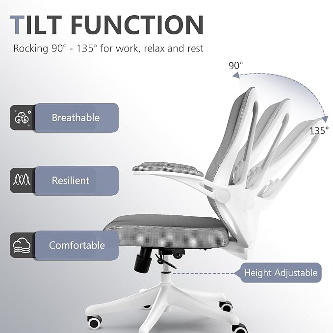 balmstar Ergonomic Office Chair Desk Chair - Mesh Computer Chair with 360° Swivel Wheels, Adjustable 90-130° Recline & Lumbar Support for Home Office, Supports up to 350lbs
