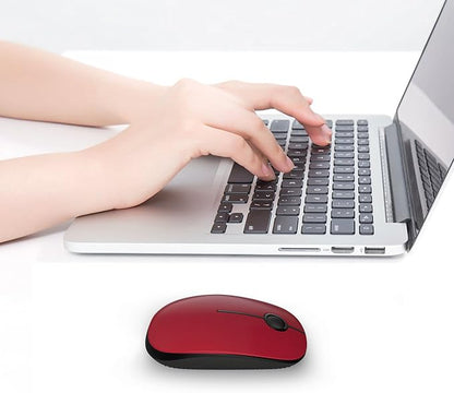 VssoPlor Wireless Mouse, 2.4G Slim Portable Computer Laptop Mouse with Nano Receiver Quiet Silent Optical Mice for Notebook, PC, Laptop, Computer-Black and Red