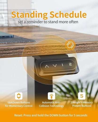 CubiCubi Electric Standing Desk, 48 x 24 Inches Height Adjustable Sit Stand Desk, Ergonomic Home Office Computer Workstation, Rusticbrown