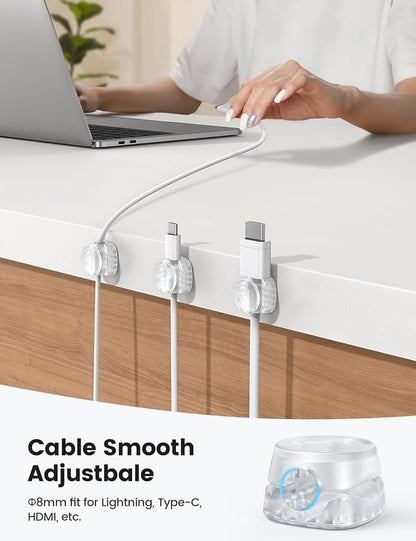6Pack Cord Organizer, Office Desk Accessories - Lamicall Clear Cable Management Clips, Home Workspace Organization Accessories, Nightstand Desk Car Decor, College Dorm Room School Gadget Essentials