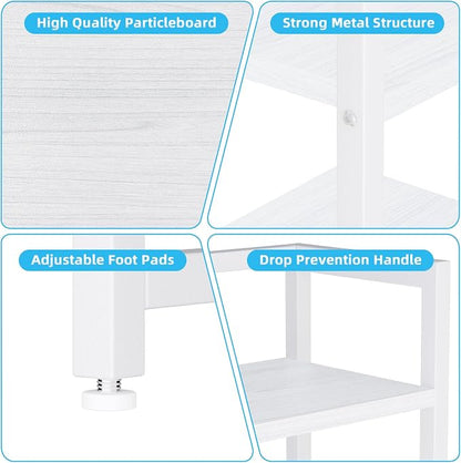 Marbrasse Desk Shelf with Drawer, 40" Desk Hutch for Computer Monitor, Desk Shelf for top of Desk, Wooden Desktop Bookshelf Storage Rack for Home Office Dorm - White