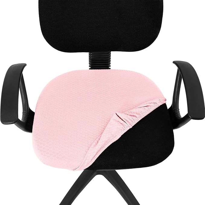 Smiry Stretch Jacquard Office Computer Chair Seat Covers, Removable Washable Anti-dust Desk Chair Seat Cushion Protectors - Blush Pink