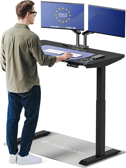 Desktronic HomeOne Standing Desk 48x24 — Ergonomic Sit Stand Home Office Desk, Made in Europe, Electric Dual Motor Height Adjustable, USB & USB-C Charging, Wobble-Free, Touchscreen, 3 Memory Presets