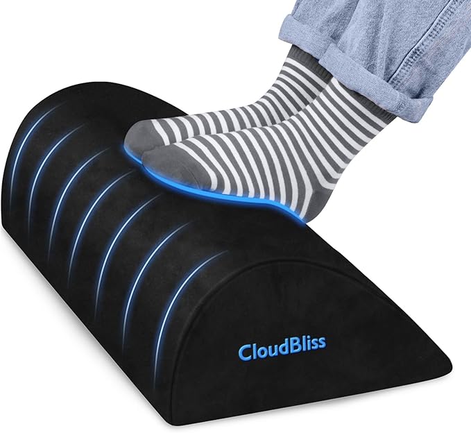 Foot Rest for Under Desk at Work,Office Desk Accessories with Soft Foam and Washable Removable Cover, Foot Stool for Office, Car, Home to Foot Support and Relax Ankles, Black