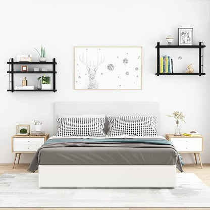 MXCSE Wall Shelves, Wall Mounted Bookshelves, DIY Floating Shelves for Wall, Wood Hanging Book Shelves for Room, Bedroom, Living Room, Easy Installation (Black, 50W x 17H)