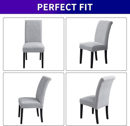 Stretch Chair Covers for Dining Room Set of 2, Removable Washable Dining Room Chair Covers, Dining Chair Slipcovers Seat Protector, Great Home Decor and Banquet Upholstery (Sliver, 4 Pack)