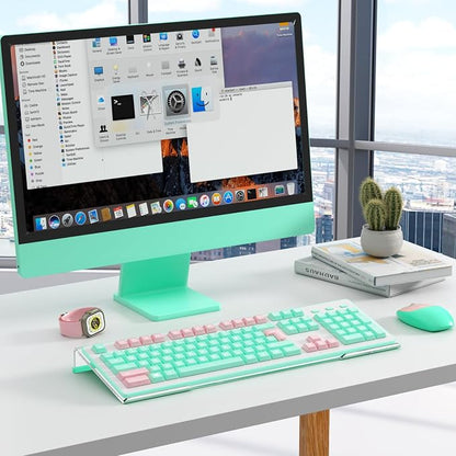 BEEGO Ergonomic Computer Keyboard Stand - Clear Acrylic Keyboard Riser Tilted Keyboard Holder Keyboard Tray with Teal Blue Non-Slip Strip for Easy Typing at Home School Office Desk Accessories