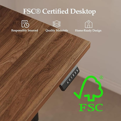Klicelor L Shaped Standing Desk 63 x 55 Inch, Electric Height Adjustable Corner Desk for Home Office Workstation, Ergonomic Sit Stand Computer Table with Memory Controller, Dark Walnut