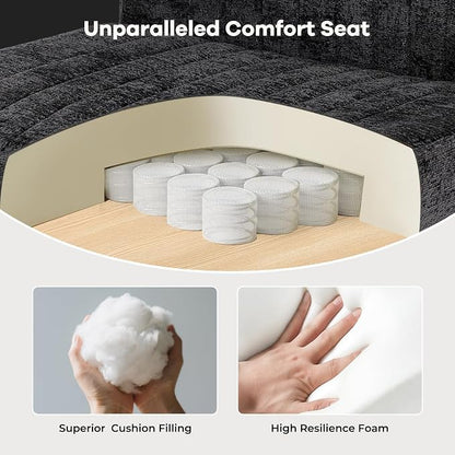 Convertible Base Criss Cross Chair with Pocket Springs & Thicker and Wider Cushions, Armless Legged Office Chair Relieves Back Pain, Swivel Vanity Chair for Living Room/Office, Black