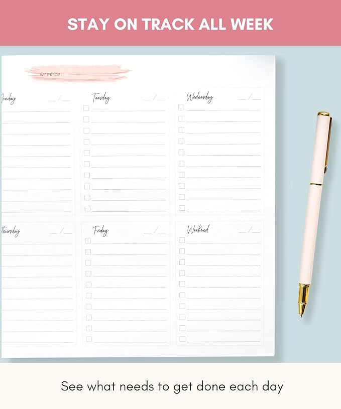 Lamare Weekly Planner Notepad – Premium Undated Weekly To Do List Notepad