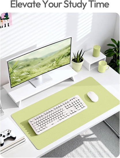 YSAGi Leather Desk Protector, Office Mat, Large Mouse Mat, Non-Slip PU Leather Blotter, Laptop Desk Mat, Waterproof Writing Pad for Office and Home (Peak Green, 31.5" x 15.8")