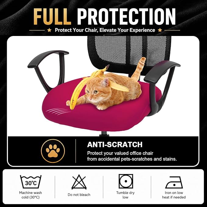 DIVA EN CAMINO DEC Universal Spandex Computer Chair Slipcover - Stretchable Desk Office Chair Seat Cushion Covers - Removable Washable Cushion Protectors for Dogs, Cats, Pets (Hot Pink)