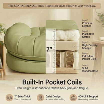 Efomao Big & Tall Desk Chair, Wide Executive Office Chair with Footrest Green