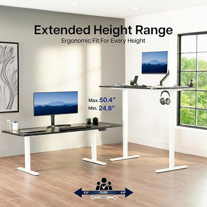 VIVO Electric 71 x 30 in Standing Desk, Touch Screen Adjustment, 220 lb Frame Support, 2E Series, Dark Gray Top, White Frame, DESK-KIT-2EW71G