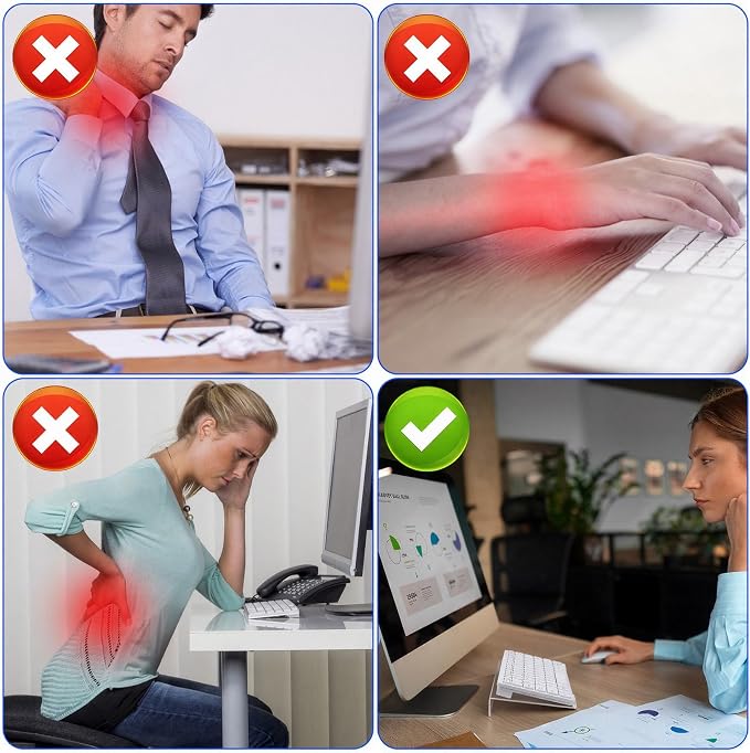4 Pack Acrylic Computer Keyboard Stand, Clear Tilted Ergonomic Keyboard Tray Riser Holder for Office Desk, Home Use