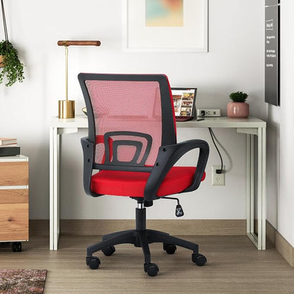 Office Chair Ergonomic - Mesh Desk Chair with Lumbar Support & Wide Seat (300Lbs Capacity) Adjustable Height, Swivel Wheels - for Home Office, Gaming, Bedroom
