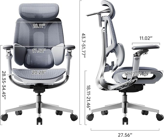 Hbada E3 Pro 2026 Edition Ergonomic Office Chair, Mesh Desk Chair with 3-Zone Floating Lumbar Support, Upgraded 4D Headrest, 720° Armrests, Grey