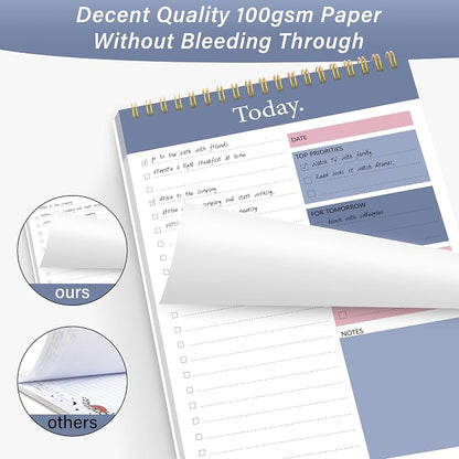 GOLDPEI To Do List Notepad - Daily Planner Notepad Undated 52 Sheets Tear Off, 6.5" x 9.8" Checklist Productivity Organizer with Hourly Schedule for Tasks