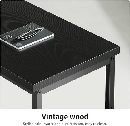 Maihail 55" Computer Desk with Drawers, Desks for Bedrooms, Writing Desk with Storage, Work Desk for Small Space, Black