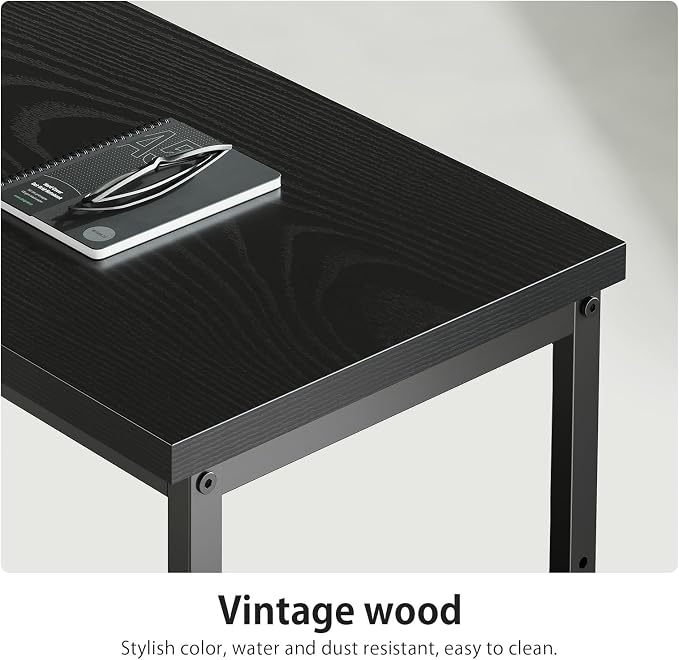 Maihail 47" Computer Desk with Drawers, Desks for Bedrooms, Writing Desk with Storage, Work Desk for Small Space, Black