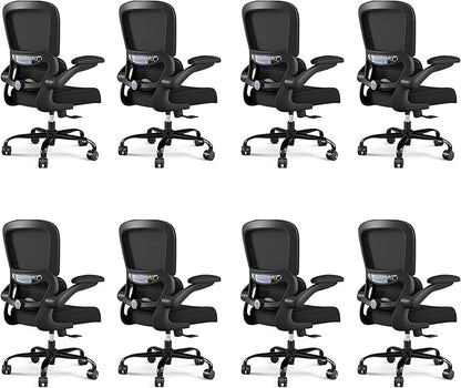 TRALT Office Chair - Ergonomic Desk Chair with Adjustable Lumbar Support, Mesh Computer Chair, Executive Chairs for Home Office Comfortable Lumbar Support Black Pack of 8