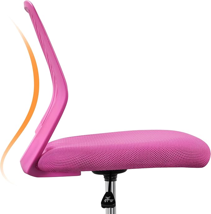 Topeakmart Armless Mesh Office Chair, Ergonomic Desk Chair with Adjustable Height & Support Lumbar, Adjustable Swivel Task Chair Rose Red
