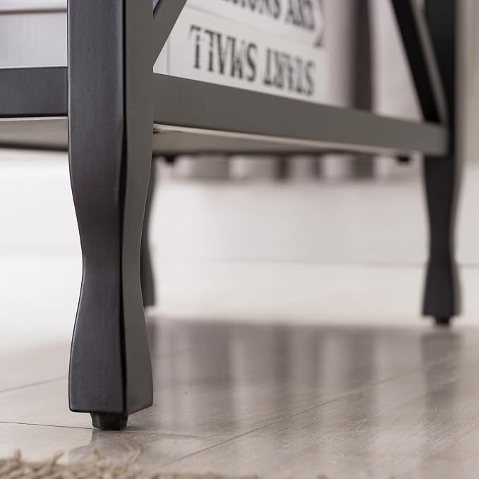 Leick Home 23005 Chisel & Forge Narrow Side Recliner Table with Shelf, Smoke Gray and Matte Black