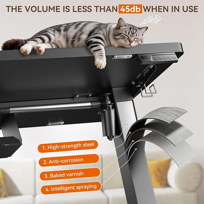 Standing Desk, 55 x 24 Inches Electric Height Adjustable Desk, Sit Stand up Desk, Memory Computer Home Office Gaming Desk with 3 Preset Heights, Table Cable Management Box, Black