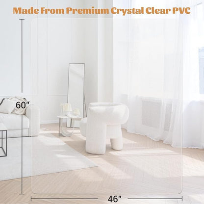 KMAT Office Chair Mat,Easy Glide Hard Wood Tile Floor Mats,Clear Desk Chair Mat for Home Office Rolling Chair,Heavy Duty Floor Protector -46"x60" Rectangular