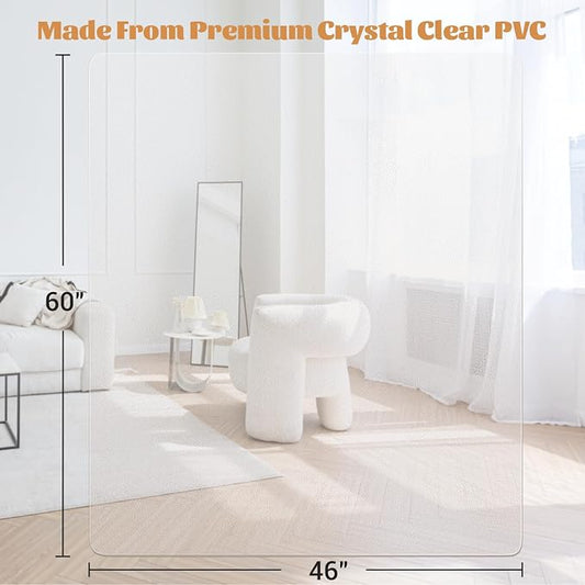 KMAT Office Chair Mat,Easy Glide Hard Wood Tile Floor Mats,Clear Desk Chair Mat for Home Office Rolling Chair,Heavy Duty Floor Protector -46"x60" Rectangular