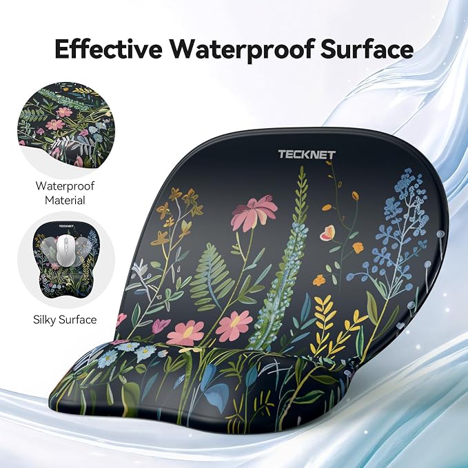TECKNET Gel Mouse Pad with Wrist Rest, 3 in 1 Keyboard Wrist Rest for Pain Relief, Non-Slip PU Base & Easy Typing, Ergonomic Mousepad Set for Office & Home