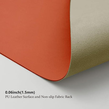 Leather Desk Mat - Non-Slip PU Pad for Office and Home - Organization Accessory - Ideal for Large Mouse Pad and Desk Mats (Orange, 36"x 17")