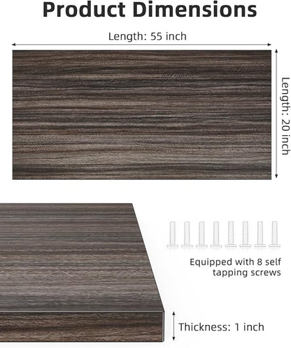 Universal 55 x 20 One-Piece Solid Wood Table Top, 1" Thick Desktop for Stand Up Height Adjustable Desk Frames, Home Office Tabletop, Countertop DIY